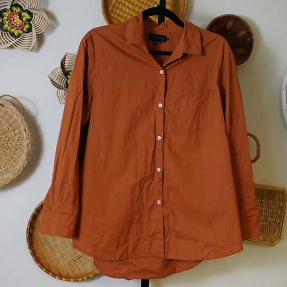 Hatch Long‎ Sleeve Oversized Button Up Shirt Rust Womens Size 2 - Picture 1 of 4